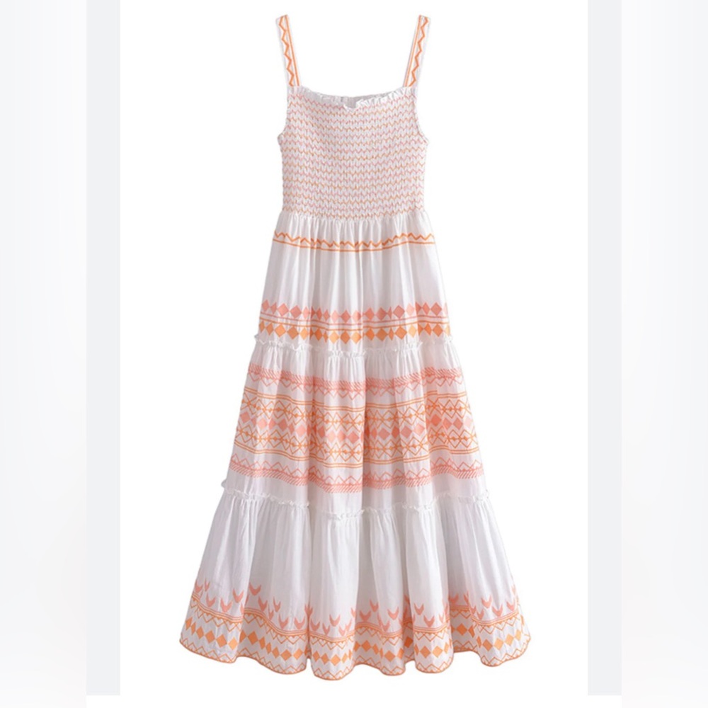 'Frankee' Smocked Embroidery Sleeveless Dress